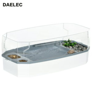 Turtle Tank Kit, Turtle Aquarium with Basking Platform, Water Pump, Filter Layer Design, Full View Visually Reptile Habitat