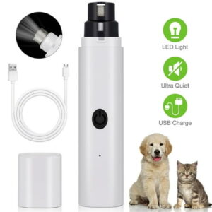 IFCOW Electric Pet Nail Grinder, 2-Speed Dogs & Cats Nail Trimmer Painless Paws Grooming & Smoothing with LED Lighting,White