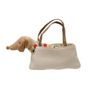 Creative Co-Op Cotton Removable Brown Dachshund in Dog Carrier