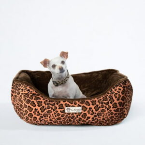 CANINI by Baguette Reversible Micro-Plush Dog Bed for Small-Sized Breeds, Leopard Print