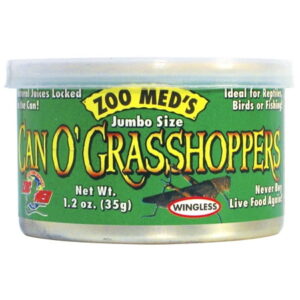 Zoo Med Laboratories Can O’ Grasshoppers for Large Monitors, Tegus, Skinks, Turtles & Birds Food 1.2 Oz