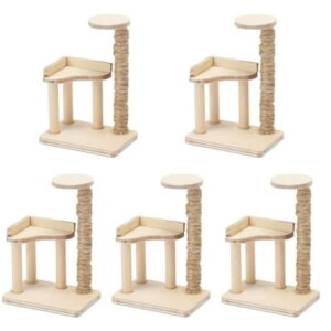 Home Decor Set of 5 Wooden Miniature Furniture Simulation Cat Tree Climbing Frame Decorations Birch Mother Child