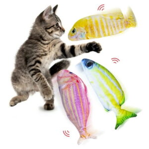 DOTSOG 3 Pack Floppy Fish Catnip Cat Toy,Yellow/pink/green