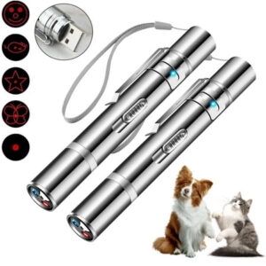 2 Pack 7 in 1 LED Laser Pointer for Cats – Interactive Laser Pointer Toy with 5 Switchable Patterns – USB Rechargeable Laser Chase Toy for Pet Training Exercising Chasing Playing