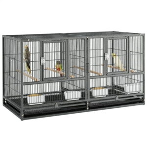 Yaheetech 21” Stackable Divided Breeder Bird Cage for Small Birds Lovebirds Finch Canaries Parakeets Cockatiels Budgies, Black