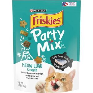Friskies Party Mix Meow Luau Crunch Adult Cat Treats, 6 OZ (Pack of 12)