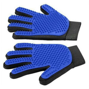 Pet Grooming Gloves Brush Dog Cat Hair Remover Mitt Massage Deshedding 1 Pair Blue