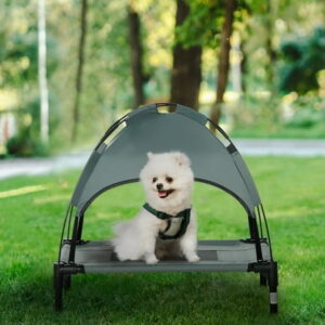 PawHut Elevated Pet Bed Dog Foldable Cot Tent Canopy Instant Shelter Outdoor