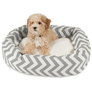 Majestic Pet Sherpa Chevron Bagel Pet Bed for Dogs, Calming Dog Bed Washable, Small, Grey