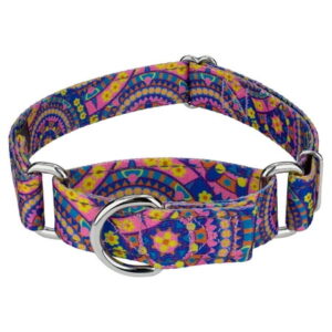 Country Brook Petz® Blue Boho Mandala Reflective Martingale Dog Collar, Large