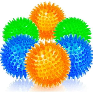 Squeaky Balls for Dogs Small, Fetch Balls for Dogs Rubber 6 Pack Bright Colors TPR Puppy Toys Dog Toy Balls Dog Squeaky Toys Spike Ball Dog Chew Toys for Small Dogs Pet Toys for Puppy Teething Toys