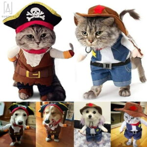 Gustave Halloween Dog Cat Costume Suit, Caribbean Pirate Pet Clothes For Small Dogs & Cats Dressing up Party Apparel Clothing “Caribbean Pirate, S”