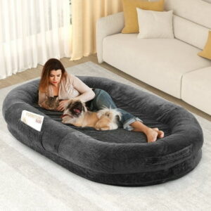 Dextrus Human Dog Bed,Oversized 72″x48″x10″ Bed for Humans and Dogs, Orthopedic Comfort with Portable Storage Pocket