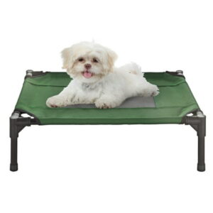 Petmaker Elevated Dog Bed – Portable Cot with Non-Slip Feet for Pets up to 25lb – Green, 24.5×18.5