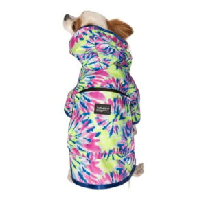 Justice Pet Packable Waterproof Tiedye Dog Raincoat, S