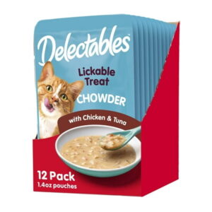 Hartz Delectables Chowder Lickable Wet Cat Treats for Kitten, Adult & Senior Cats, Chicken & Tuna, 1.4 Ounce (Pack of 12) KK21 KK21