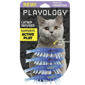 Playology Cat Toy 4-Pack Crawfish Set | Lifelike Rubber Bodies with Chewy Guts | Catnip Infused for Endless Fun!