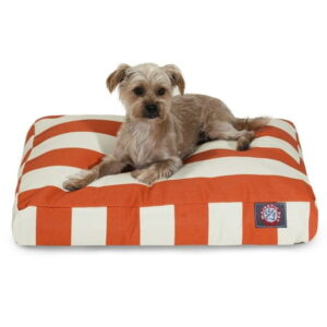 Majestic Pet | Vertical Stripe Rectangle Pet Bed For Dogs, Removable Cover, Burnt Orange, Small