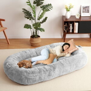 Giant Dog Bed for Men and Women, 75″x48″x14″ – Washable & Plush Dog Bed for People, Suitable for Adults，Human-Sized Bed