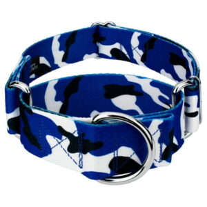 Country Brook Petz® 1 1/2 inch Royal Blue and White Camo Martingale Dog Collar, Medium