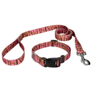 Country Brook Petz® Pink Waterfowl Camo Deluxe Dog Collar and Leash, Small