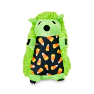 Vibrant Life Halloween Squeaky Plush Dog Toy for Chew Level 1, Green Hedgehog