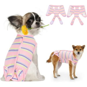 Dog Surgery Recovery Suit, Dog Surgery Suit Dog Onesie for Surgery, Dog Bodysuit for Female Male Puppies,Dog Cone Alternative for Abdominal Wounds Skin Diseases After Surgery, M Pink