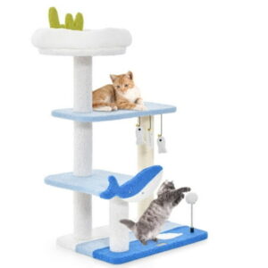 3-Layer Cat Tree, Cat Climbing Frame, Multi-Functional Activity Center Marine Theme Design