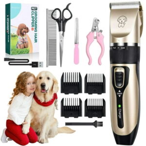 Dog Clippers For Grooming Set 11 PCS ， Low Noise Professional , Rechargeable Cordless Quiet Dog Grooming Kit for Dogs Cats Pets