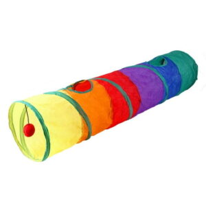 Lotpreco Cat Tunnel for Indoor Cats with Play Ball and Peek Holes, Interactive I-Way Foldable Pet Cat Tunnel Crinkle Toy, Large Long Dog Cat Tunnel Tube for Kitten Kitty Puppy Bunny Rabbit (Rainbow)