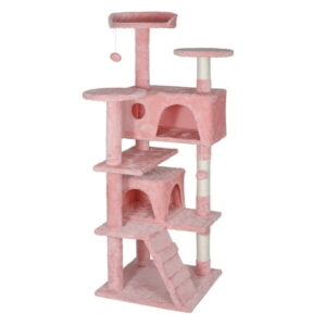 ZENY 55″ Cat Tree Multi-Levels Condos Scratching Post Tower Play House, Pink