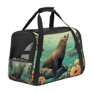 Sea Lion Pet Carrier Bag with 900D Oxford Fabric, 17x10x11.8 in – Durable and Comfortable Dog Travel Tote for Small Breeds