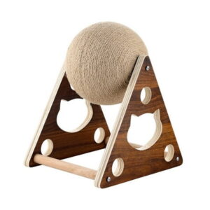 Cat Scratcher Toy, Cat Scratching Ball Toy, Natural Sisal Scratcher Ball, Spinning Cat Ball Toy, Solid Wood Scratching Toy for Cats & Kittens, Indoor Interactive Pet Toy