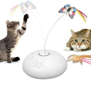 Cat Indoor Interactive Toys,3 in 1 Pet Smart Toy,Electric Remote Control Interactive Cat Toy,Automatic Cat Toys,Includes Butterfly Cat Feather,Dual Power Supplies Indoor Cat Kicker