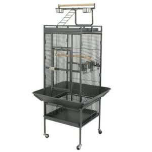 HomGarden 61-in 2in1 Large Bird Cage Play Top W/Rolling Stand for Parrot Bird Black Iron Frame