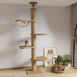 Cat Supplies Wooden Cat Tree House Multifunction Pet Furniture Cat Toys Kitten Climbing Scratching Tower With Hammock Cat Bed