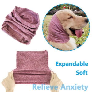 Sunbeauty No Flap Ear Wrap for Dogs & Cats Ear Muffs for Anxiety Relief Hematoma Noise Canceling Bathing Drying Pink L