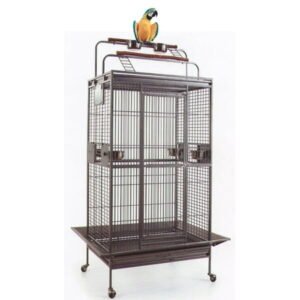 Large Deluxe Wrought Iron Parrot Bird Play Top Double Metal Walk Ladders Rolling Cage Solid Plated Feeder Doors With Around Seed Guard
