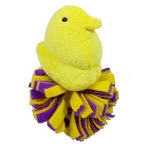 peeps fleece bottom plush chick squeaky pet toy (yellow)