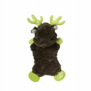 Flatties Dog Toys Soft Snuggle Woodland Creatures Choose Fox Raccoon or Moose 9″ (Moose)