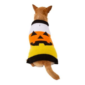 Way to Celebrate Orange Candy Striped Pumpkin Dog Sweater, Size Medium