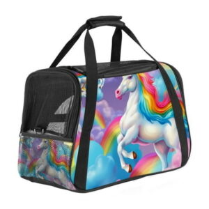 Robot Unicorn Attack Sherpa-Lined Fabric Pet Carrier Bag – 900D Oxford Cloth and Nylon Webbing – 17x10x11.8 in – 43x26x30 cm – Travel Friendly and Comfortable Transport