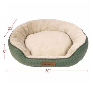 Vibrant Life Oval Cuddler Pet Bed, Medium, Green, 30″ x 25″ x 8″