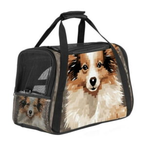 Pixel Dog Sherpa Pet Carrier Bag 900D Oxford Cloth Fabric Nylon Webbing Base 17x10x11.8 in Suitable for Travel and Outdoor Activities