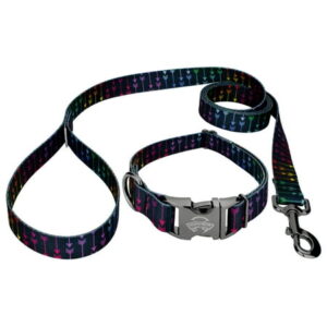 Country Brook Petz® Premium Colorful Arrows Gunmetal Dog Collar and Leash, Large