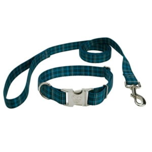 Country Brook Petz® Premium Navy Plaid Dog Collar and Leash, Medium