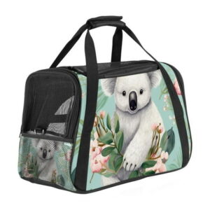 Koala Carrier Travel Bag with 900D Oxford Fabric, Nylon Webbing Handles, 17x10x11.8 in – Pet Transport Bag for Small Pets – Breathable