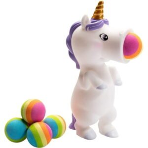 Hog Wild White Unicorn Popper Toy – Shoot Foam Balls Up to 20 Feet – 6 Rainbow Balls Included – Age 4+