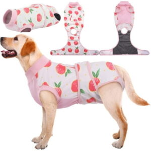 Kuoser Dog Surgical Recovery Suit Dog Cat Onesie after Surgery,Pink,L