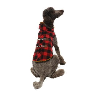 Vibrant Life Dog Clothes: Red & Black Buffalo Plaid Peacoat, M